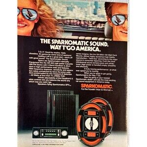 Sparkomatic SR-305 High Power Cassette AM FM Stereo w/ 5 Band Equalizer" Ad 1982